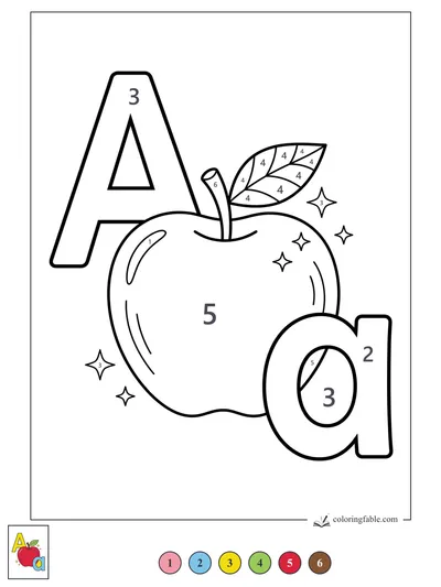 A Is for Apple With Sparkles — color by number