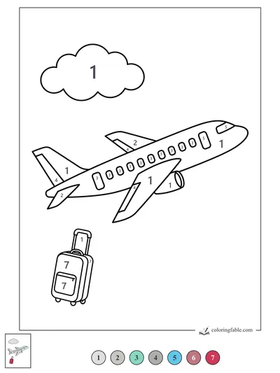 Airplane Taking Off with a Suitcase — color by number