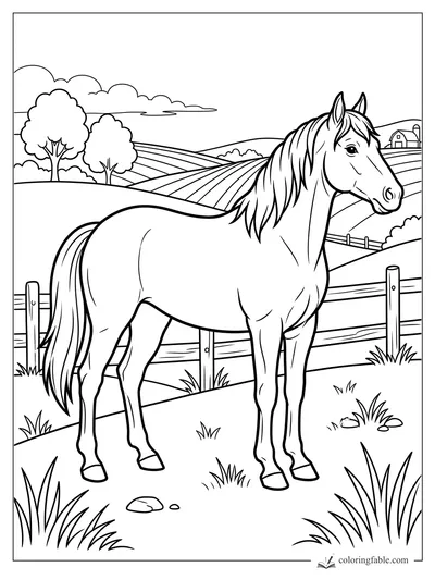 Horse coloring pages — sample drawing