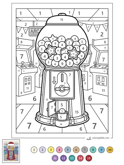 Arcade Gumball Machine With Star Candies — color by number