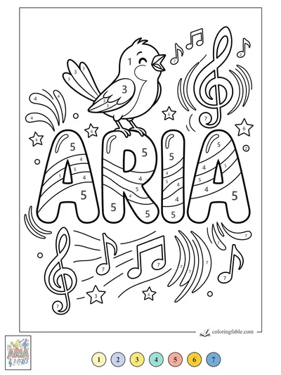Aria’s Singing Bird Name — color by number