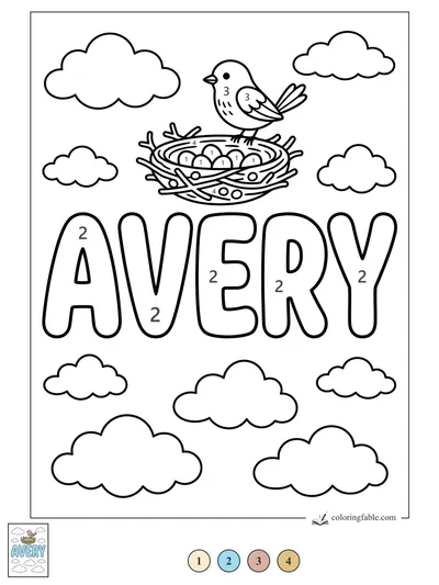 Avery with a Bird Nest in the Clouds — color by number