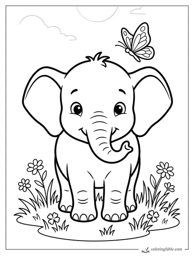 Elephant coloring pages — sample drawing
