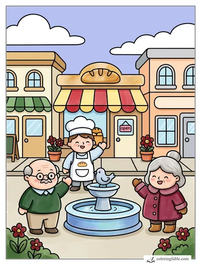 Bakery Square Wave by the Bird Fountain — colored example