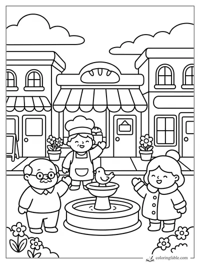 Cozy Town coloring pages — sample drawing
