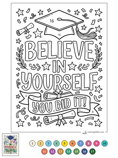Believe in Yourself Graduation Celebration — color by number