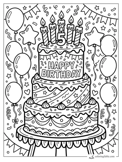 Birthday coloring pages — sample drawing