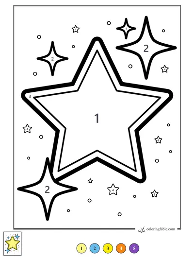 Big Star with Sparkles — color by number