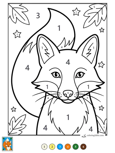 Big-Tailed Fox Under Little Stars — color by number