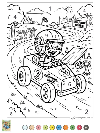 Billy’s Downhill Duck Soapbox Derby — color by number