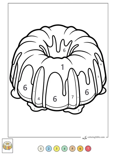 Bundt Cake With Drippy Icing — color by number