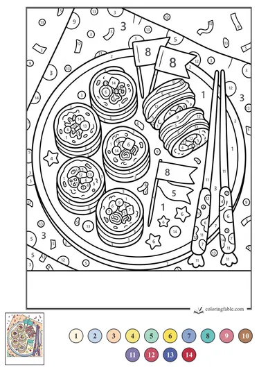 Candy Sushi Party Platter — color by number