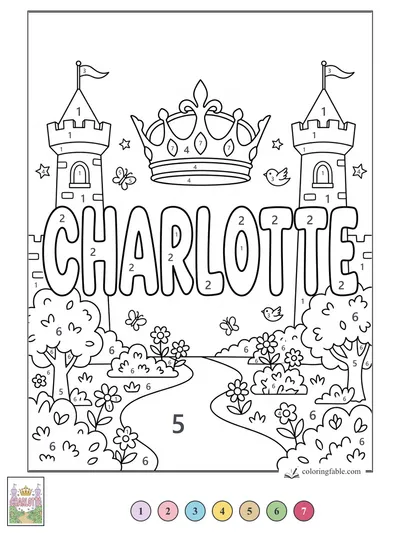 Charlotte Castle Name Coloring Page — color by number