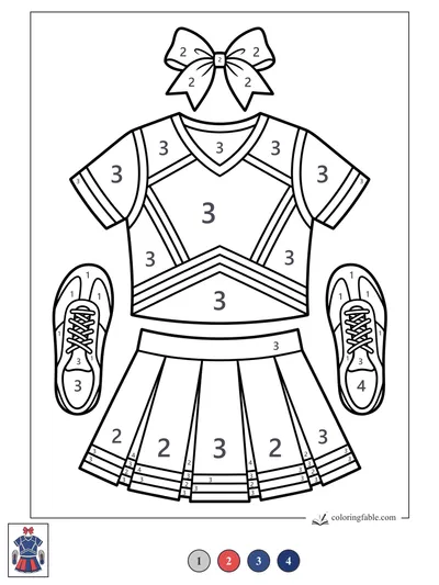 Cheer Uniform with Bow and Sneakers — color by number