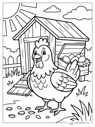 Chicken coloring pages — sample drawing
