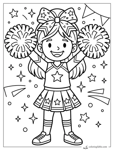 Cheerleading coloring pages — sample drawing