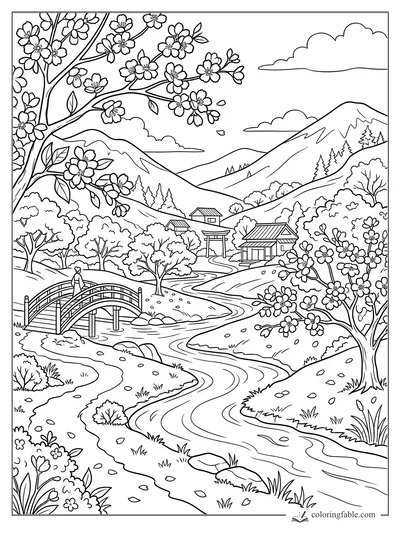 Floral coloring pages — sample drawing