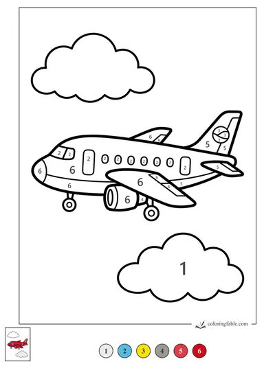 Chunky Airplane Between Two Clouds — color by number