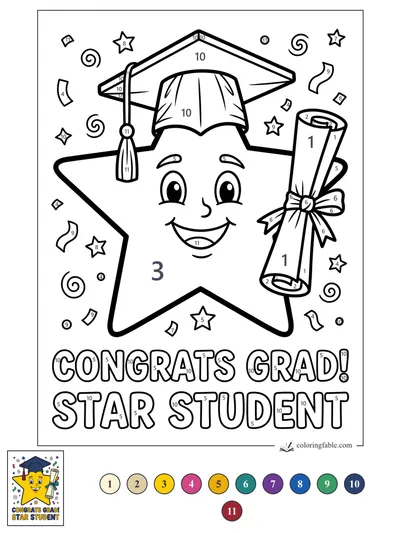Congrats Grad Star Student — color by number