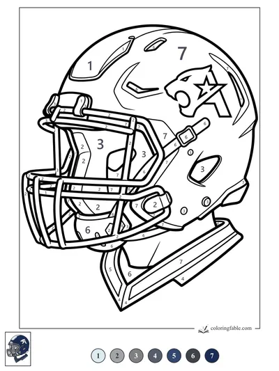 Cougar-Star Football Helmet — color by number