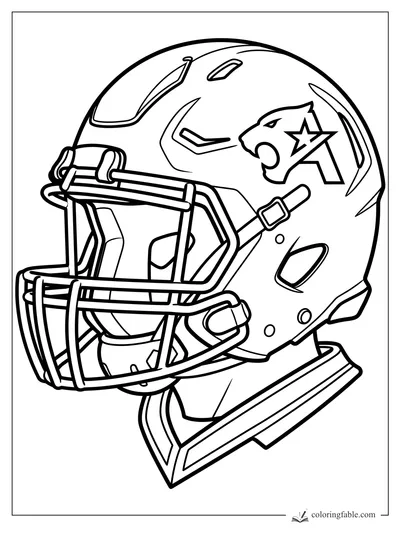Football helmet with a cougar-star A logo, face mask, chin strap, vents, and side padding