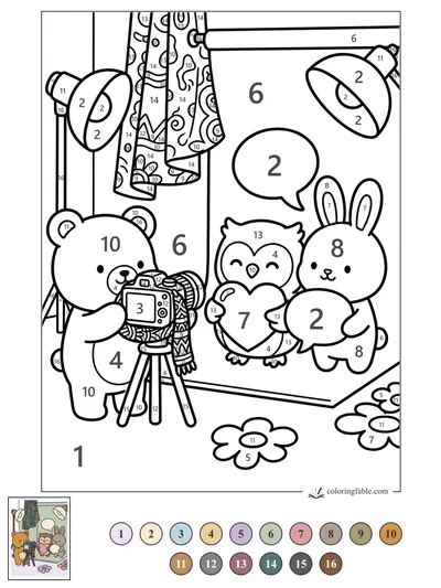 Cozy Portrait Studio with Bear Photographer — color by number