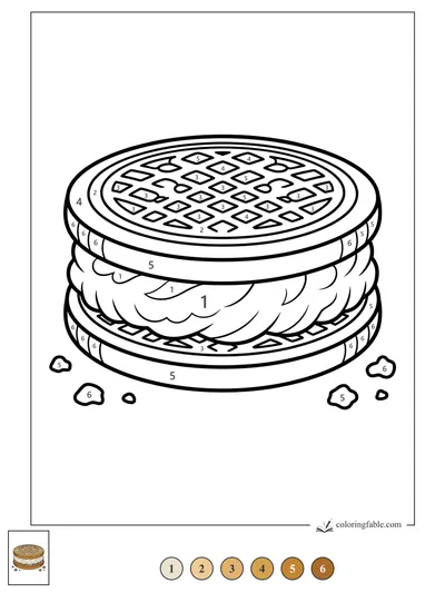 Cream-Filled Waffle Cookie with Crumbs — color by number