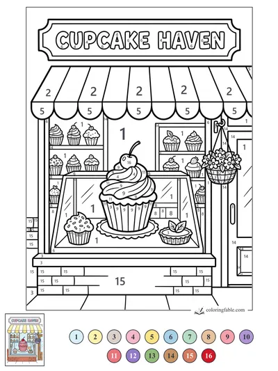 Cupcake Haven Shop Window — color by number