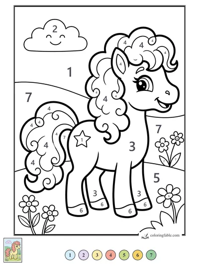 Curly-Maned Pony with a Star Mark — color by number