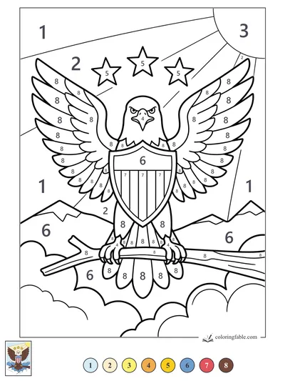 Eagle with Shield Above the Clouds — color by number