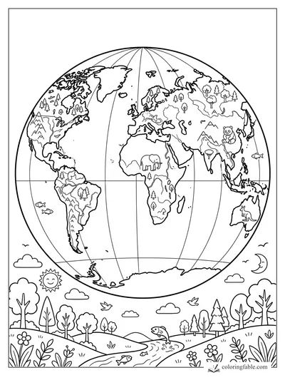 Earth coloring pages — sample drawing