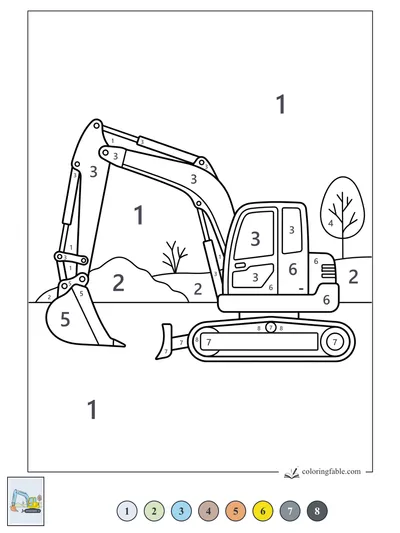 Excavator with Bucket by Quiet Trees — color by number