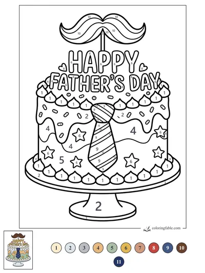 Father’s Day Cake with Mustache Topper — color by number