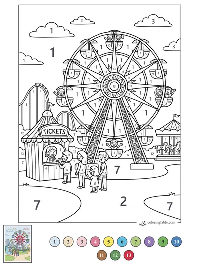 Ferris Wheel Tickets at the Vacation Fair — color by number
