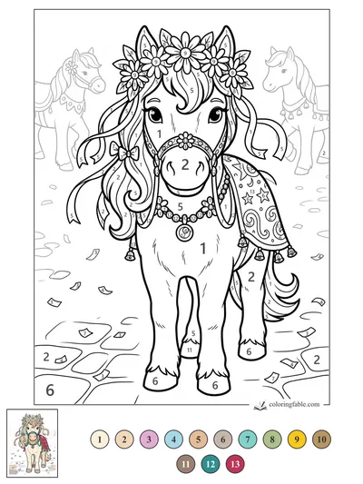 Festival Pony with Flower Crown — color by number
