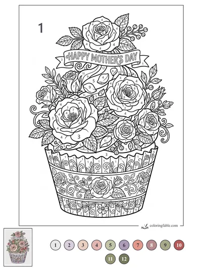 Floral Mother’s Day Cupcake Bouquet — color by number