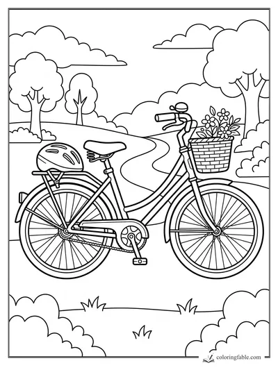 Bicycle coloring pages — sample drawing