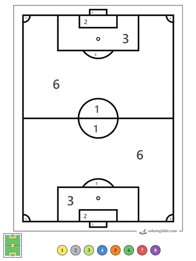 Geometric Soccer Field from Above — color by number