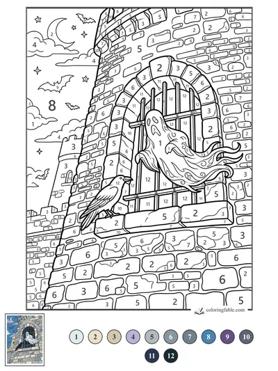 Ghost at the Castle Window — color by number