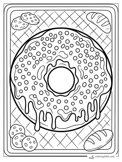 Donut coloring pages — sample drawing