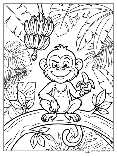 Monkey coloring pages — sample drawing