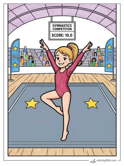 Gymnast Celebrates a Perfect 10.0 — colored example