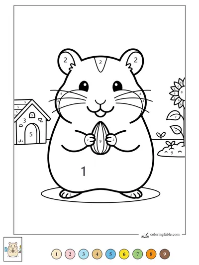 Hamster Holding a Striped Seed — color by number