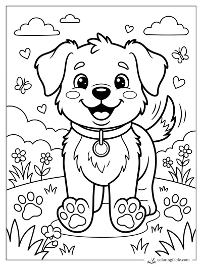 Puppy coloring pages — sample drawing