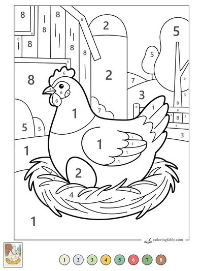 Hen Nesting Beside the Silo — color by number