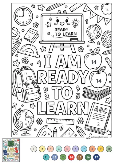 I Am Ready to Learn Classroom Affirmation — color by number