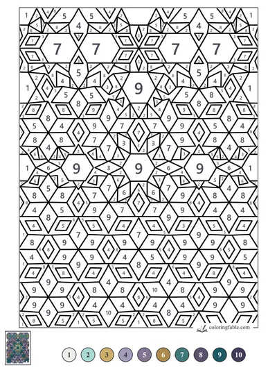 Interlocking Hexagon and Diamond Tessellation — color by number