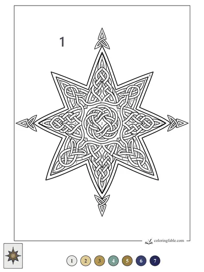 Intricate Celtic Knot Star — color by number