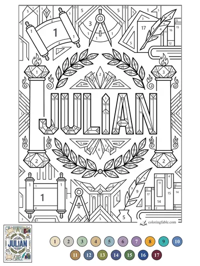 Julian in a Geometric Scholar’s Wreath — color by number