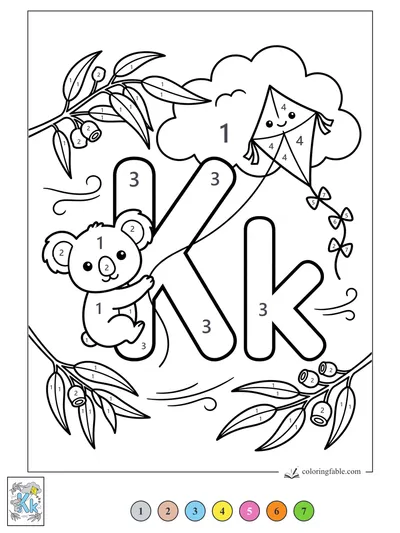 K Is for Koala and Kite — color by number